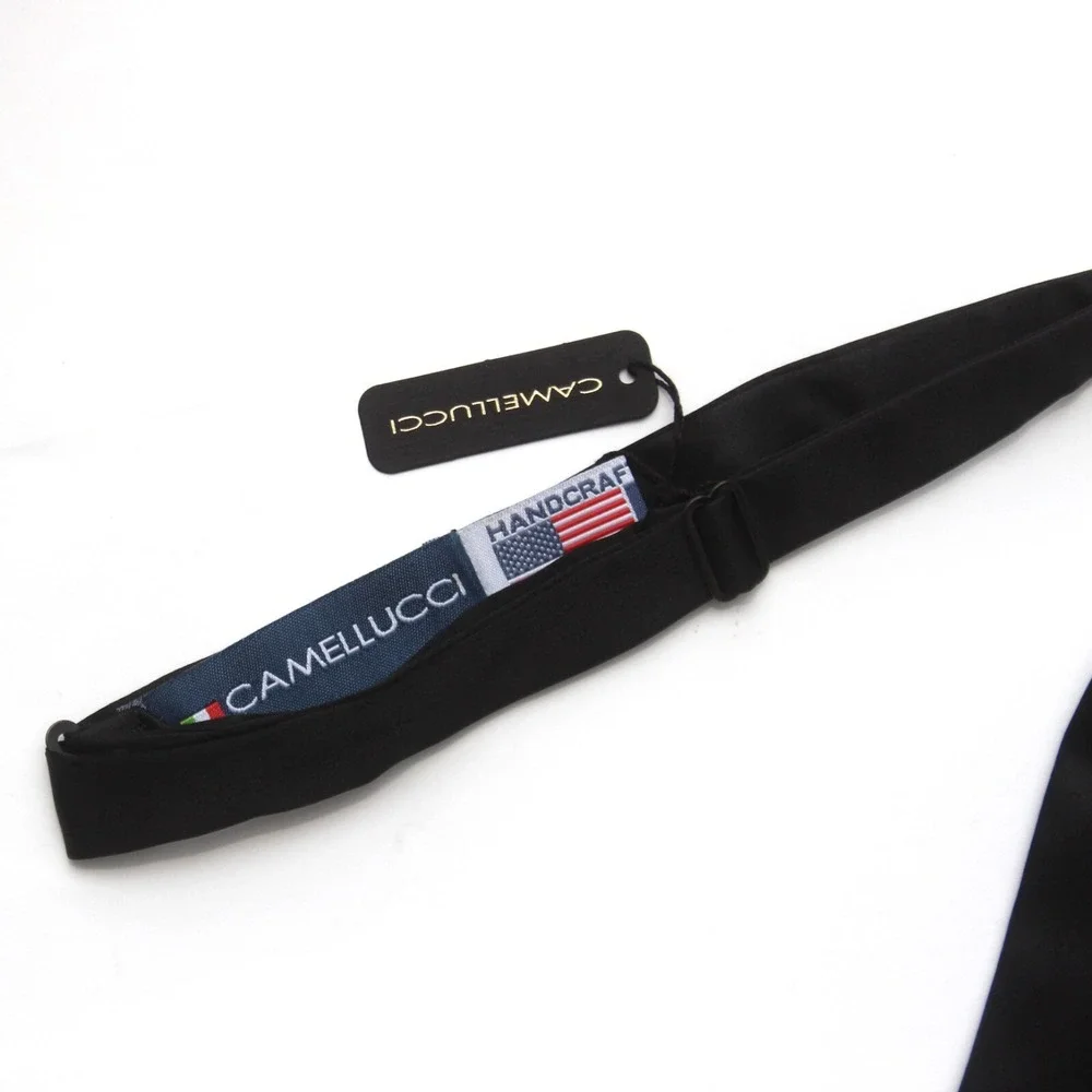 Black‎ Tuxedo Bowtie 100%Silk Satin Self-tied Diamond Gift Box S013D